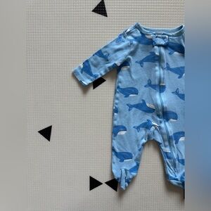 Carters|Baby boy Blue Whale Print long sleeve footie pajamas,3 months•••novelty